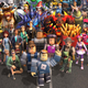 a ton of roblox avatars standing on a paved road